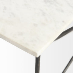 35" White Metal Coffee Table