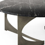 48" Black And Gold Genuine Marble And Iron Round Coffee Table - Homeroots