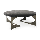 48" Black And Gold Genuine Marble And Iron Round Coffee Table - Homeroots