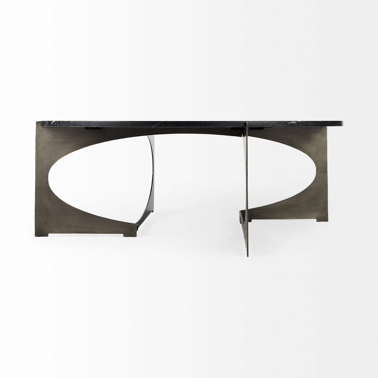 48" Black And Gold Genuine Marble And Iron Round Coffee Table - Homeroots - Flyclothing LLC