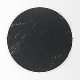 48" Black And Gold Genuine Marble And Iron Round Coffee Table - Homeroots