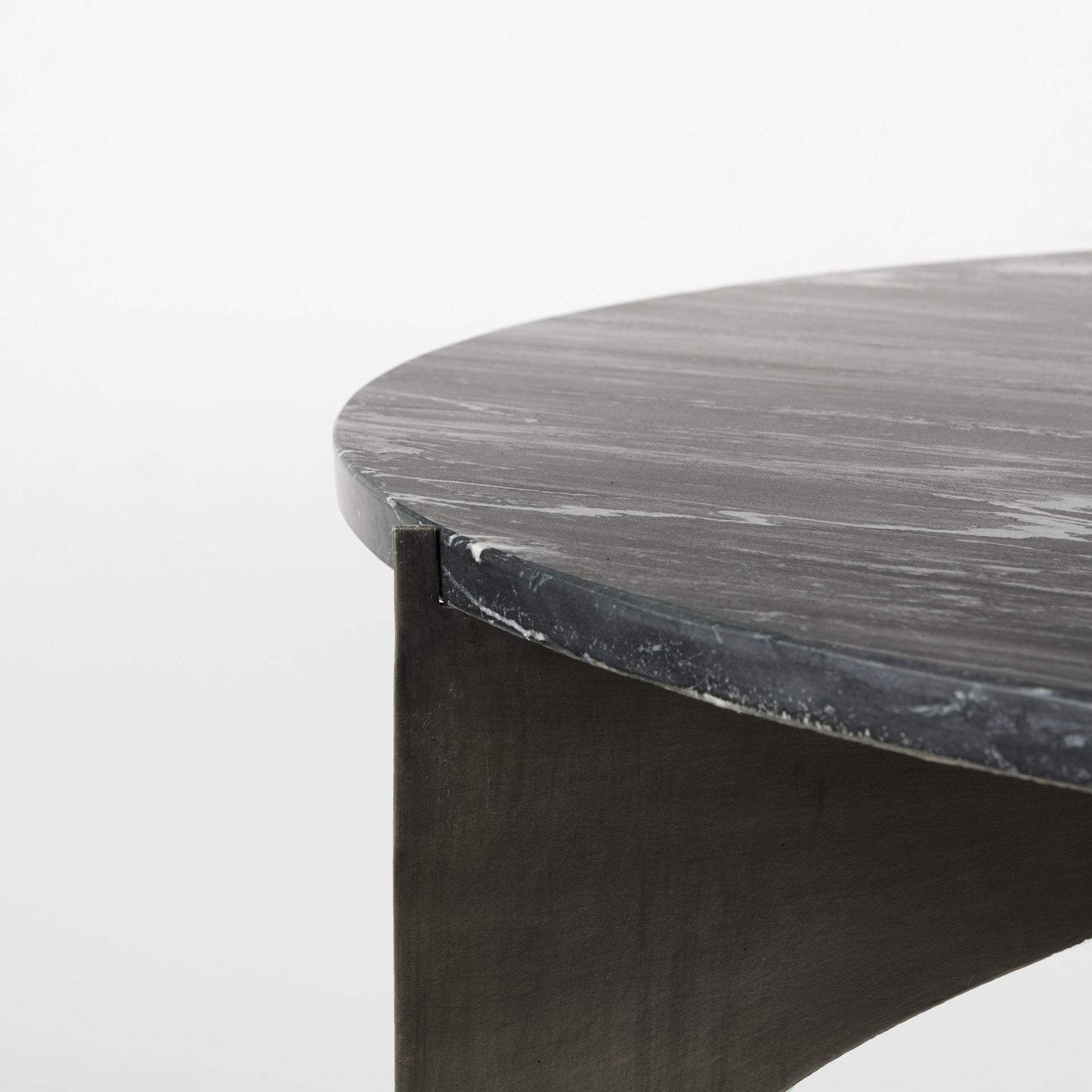 48" Black And Gold Genuine Marble And Iron Round Coffee Table - Homeroots - Flyclothing LLC