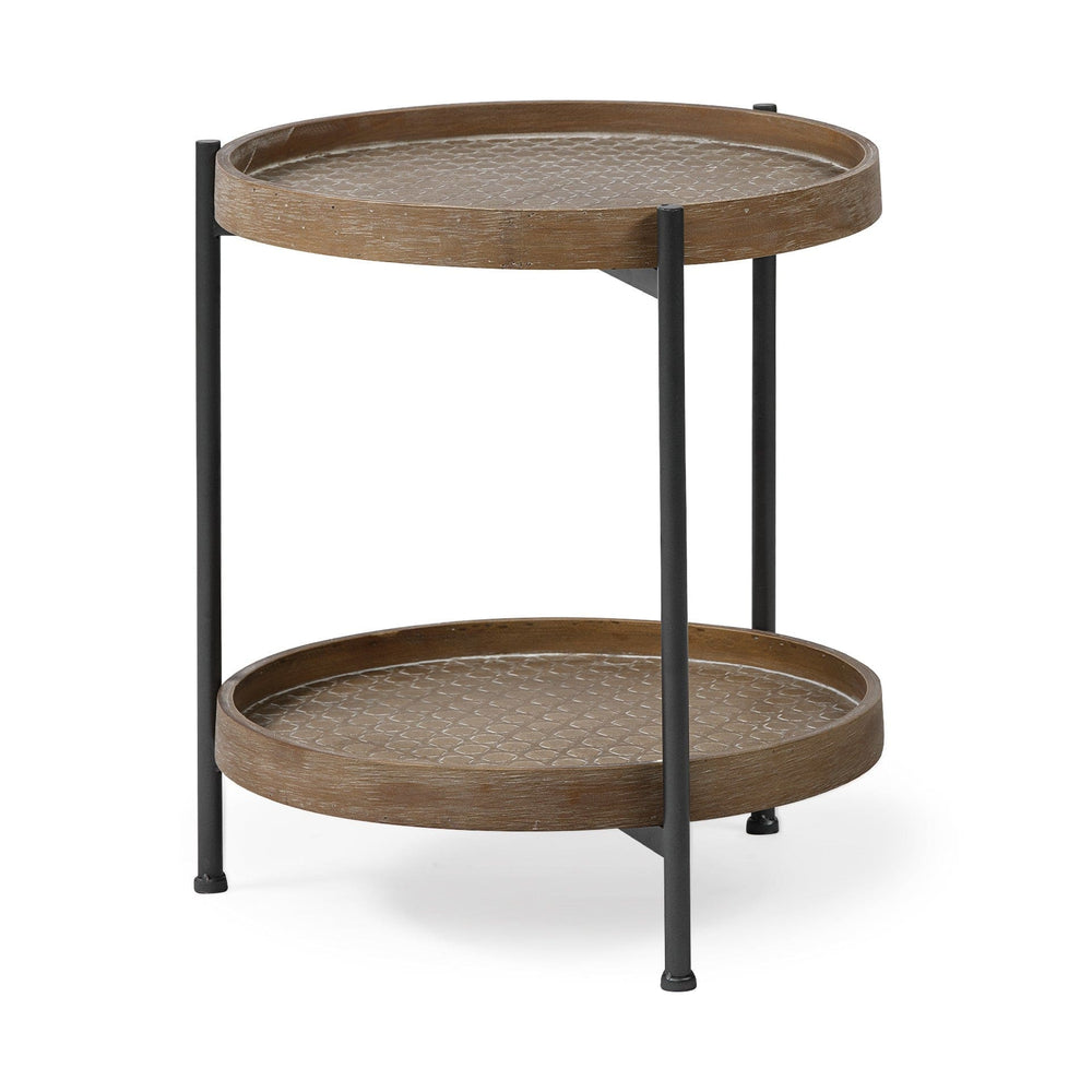 19" Brown Solid Wood Round End Table - Homeroots