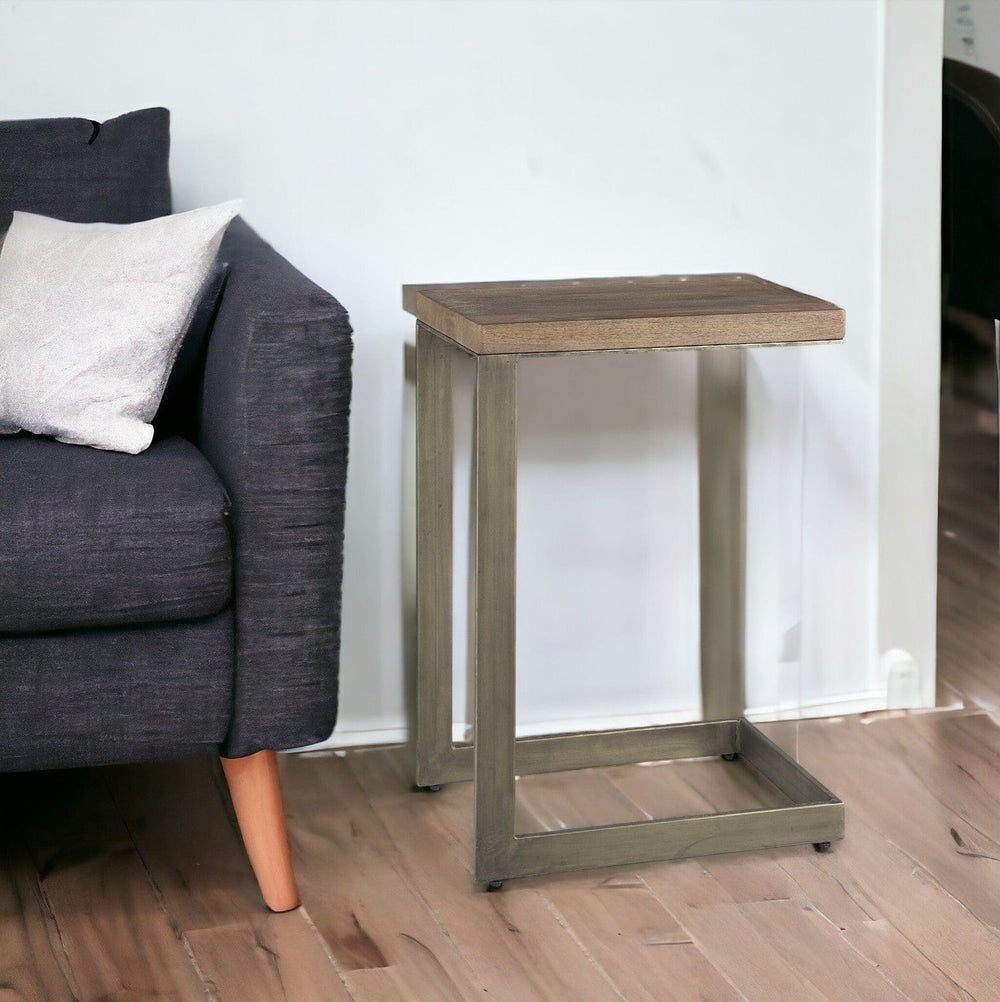 26" Brown Solid and Manufactured Wood Square End Table - Homeroots