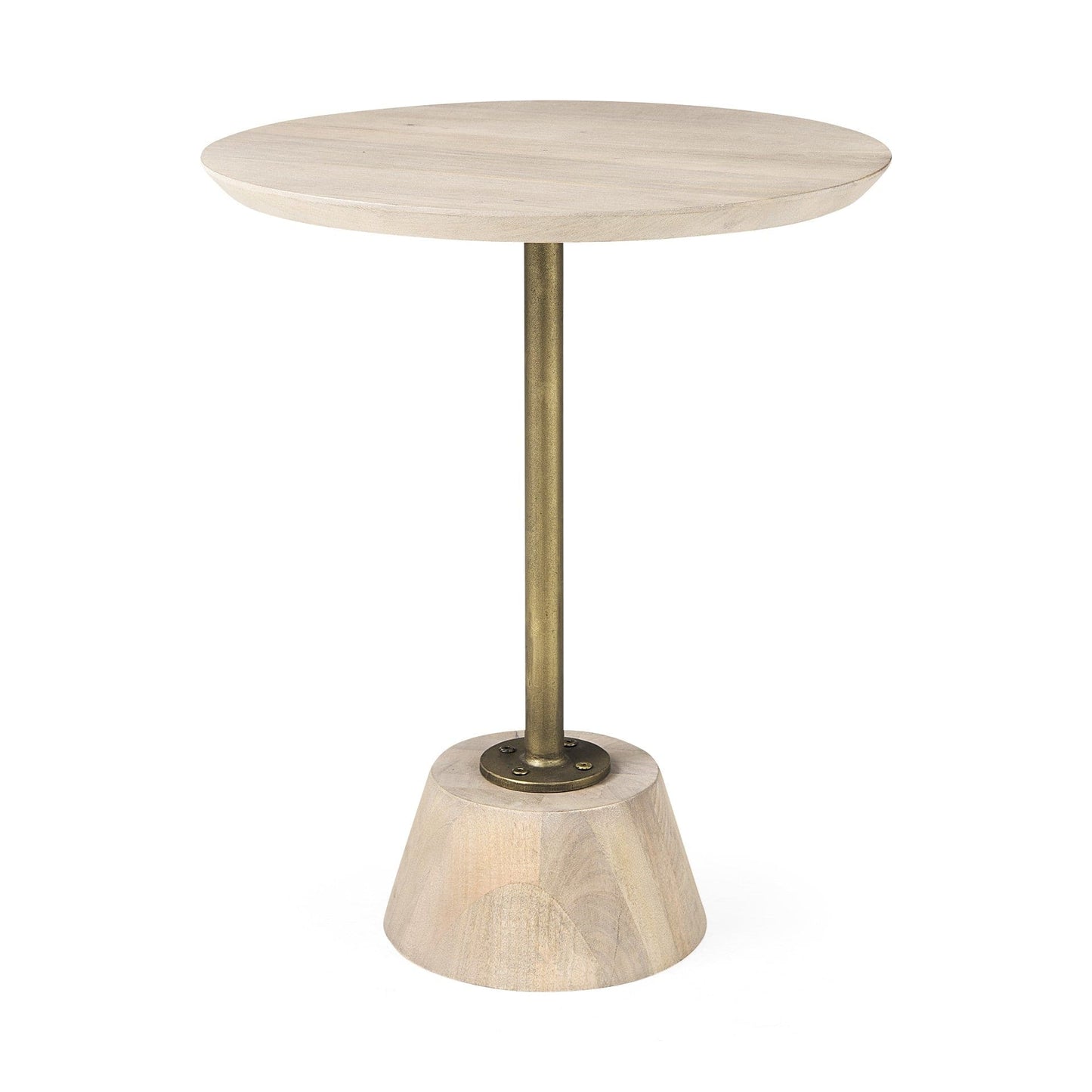 24" Beige Solid and Manufactured Wood Round End Table - Homeroots - Flyclothing LLC