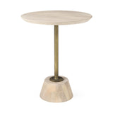 24" Beige Solid and Manufactured Wood Round End Table - Homeroots - Flyclothing LLC