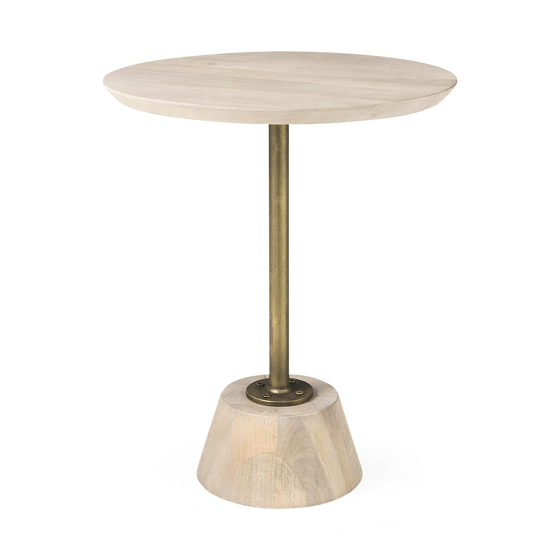 24" Beige Solid and Manufactured Wood Round End Table - Homeroots - Flyclothing LLC