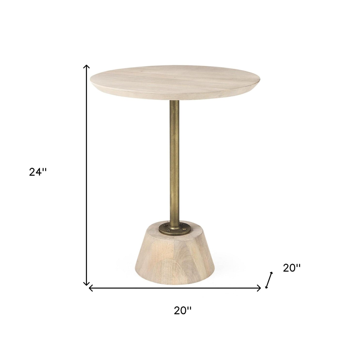 24" Beige Solid and Manufactured Wood Round End Table - Homeroots - Flyclothing LLC