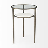23" Bronze And Clear Glass And Metal Round End Table With Shelf - Homeroots