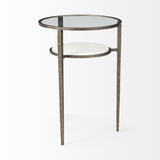 23" Bronze And Clear Glass And Metal Round End Table With Shelf - Homeroots