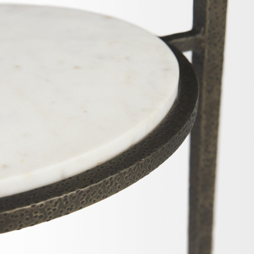 23" Bronze And Clear Glass And Metal Round End Table With Shelf - Homeroots - Flyclothing LLC