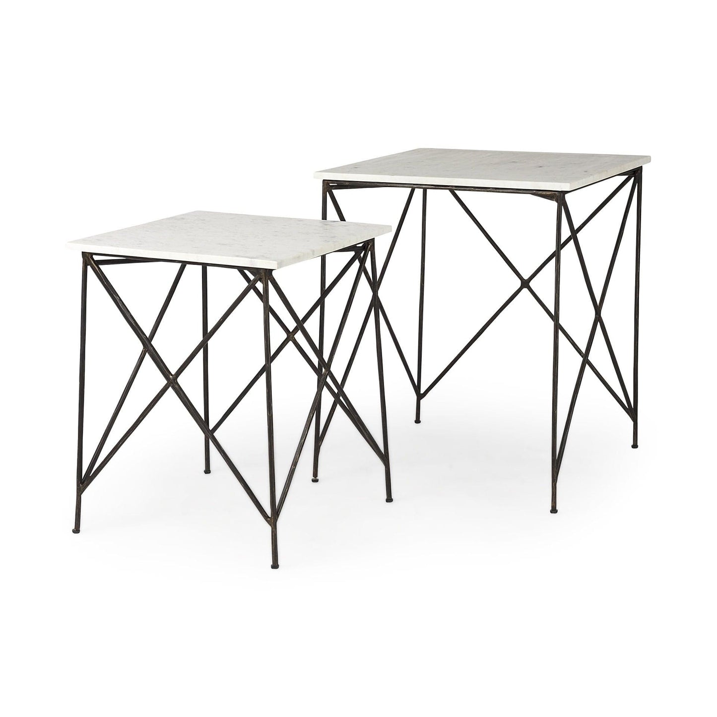 24" Bronze And White Marble Square End Table - Homeroots - Flyclothing LLC