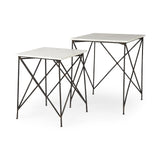 24" Bronze And White Marble Square End Table - Homeroots - Flyclothing LLC