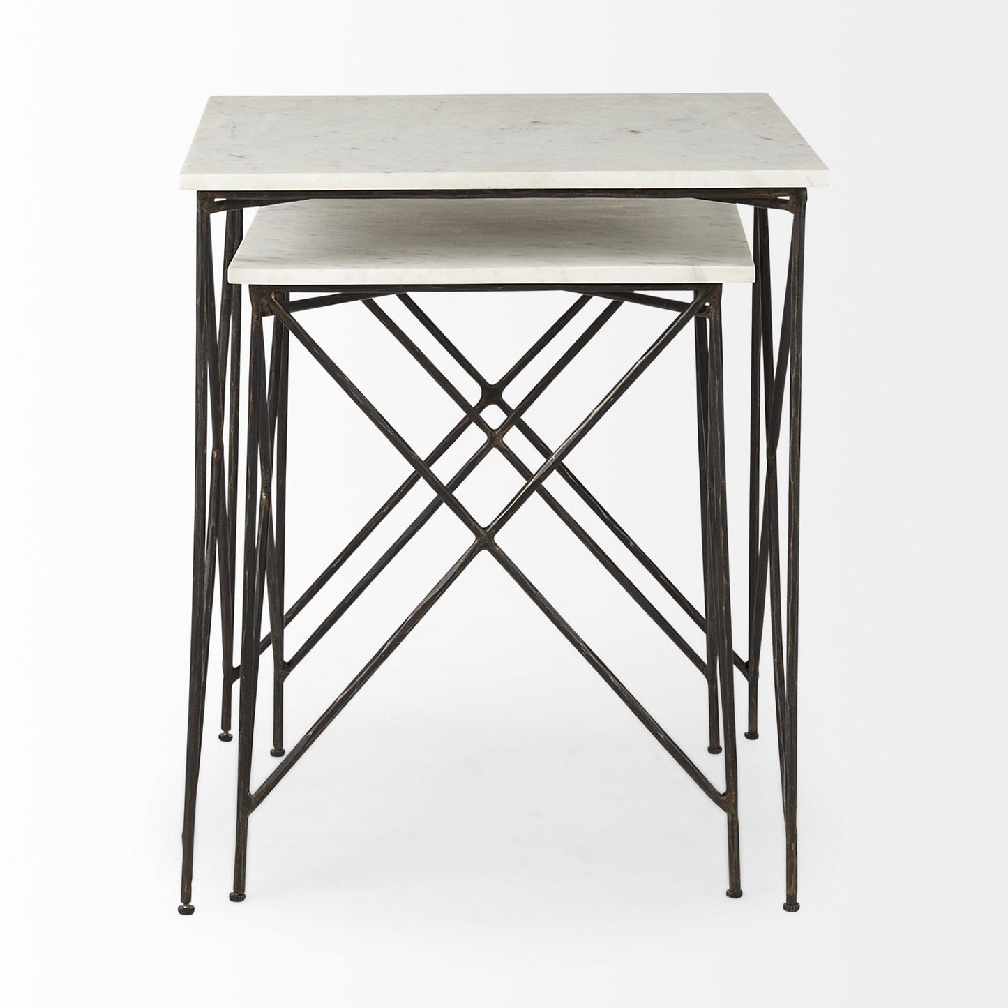 24" Bronze And White Marble Square End Table - Homeroots - Flyclothing LLC
