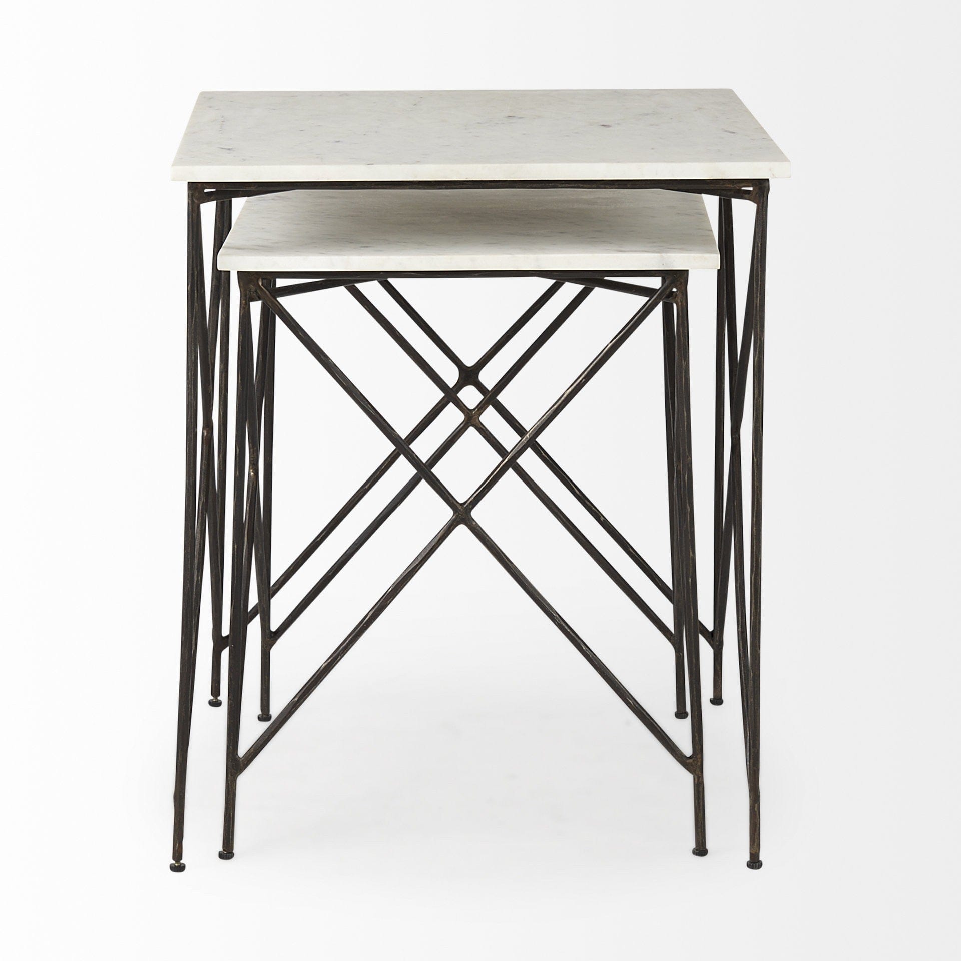 24" Bronze And White Marble Square End Table - Homeroots - Flyclothing LLC