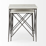 24" Bronze And White Marble Square End Table - Homeroots