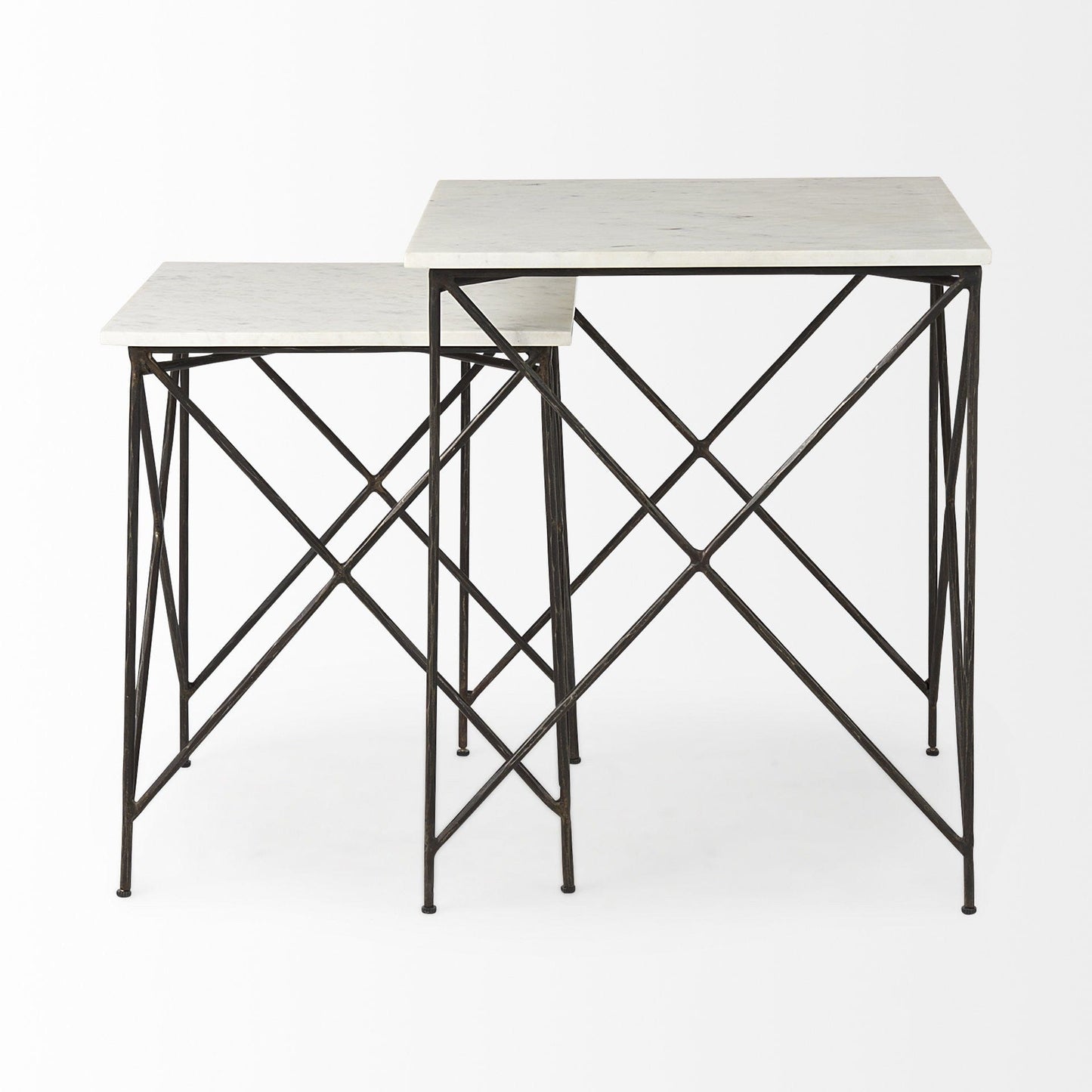 24" Bronze And White Marble Square End Table - Homeroots - Flyclothing LLC