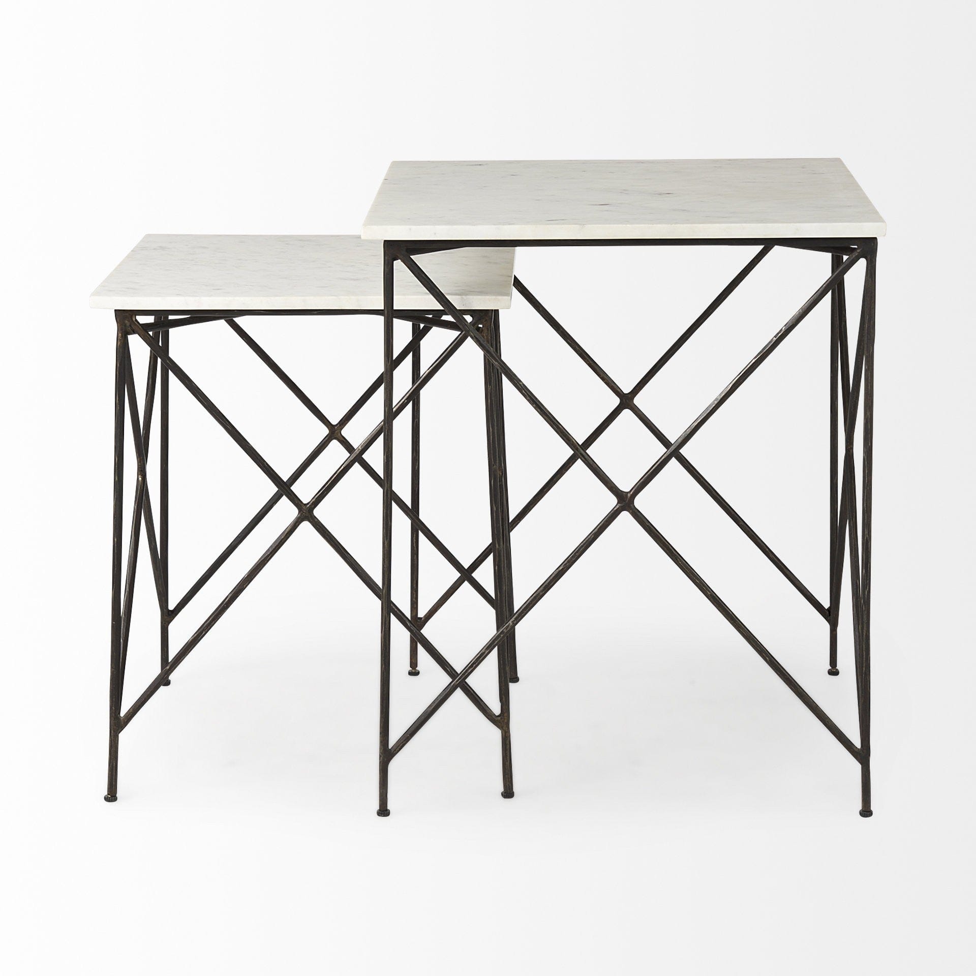 24" Bronze And White Marble Square End Table - Homeroots - Flyclothing LLC