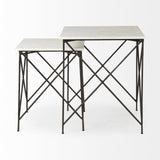 24" Bronze And White Marble Square End Table - Homeroots