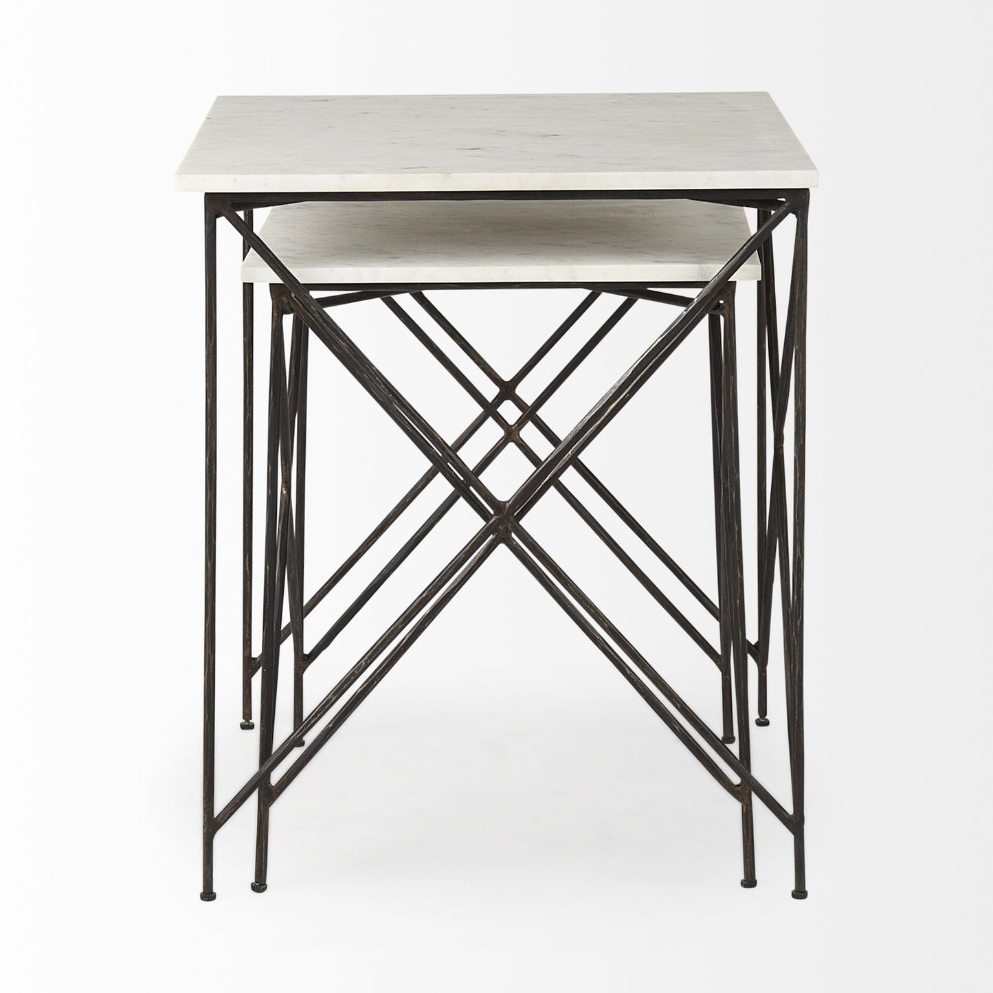 24" Bronze And White Marble Square End Table - Homeroots - Flyclothing LLC