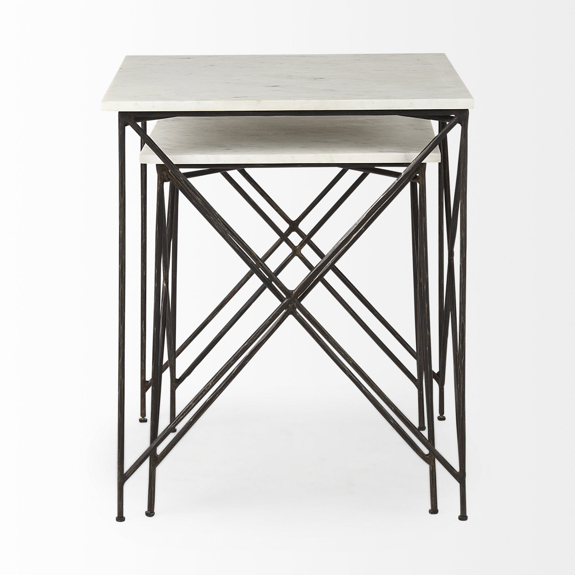 24" Bronze And White Marble Square End Table - Homeroots - Flyclothing LLC