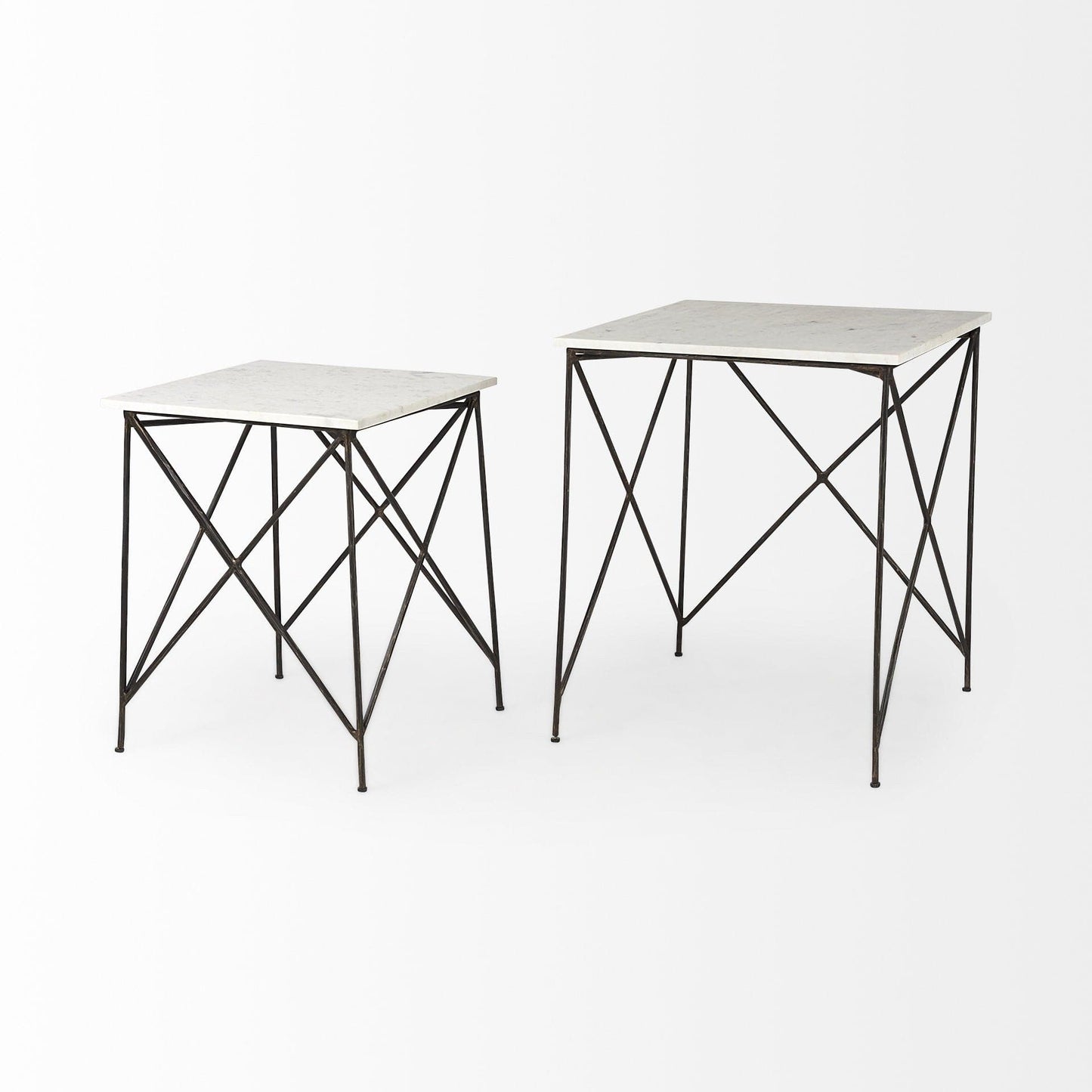 24" Bronze And White Marble Square End Table - Homeroots - Flyclothing LLC