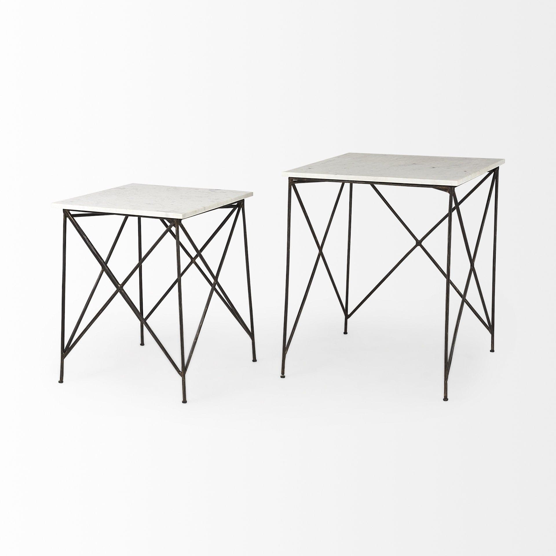 24" Bronze And White Marble Square End Table - Homeroots - Flyclothing LLC