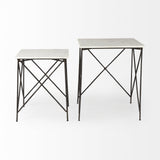 24" Bronze And White Marble Square End Table - Homeroots - Flyclothing LLC