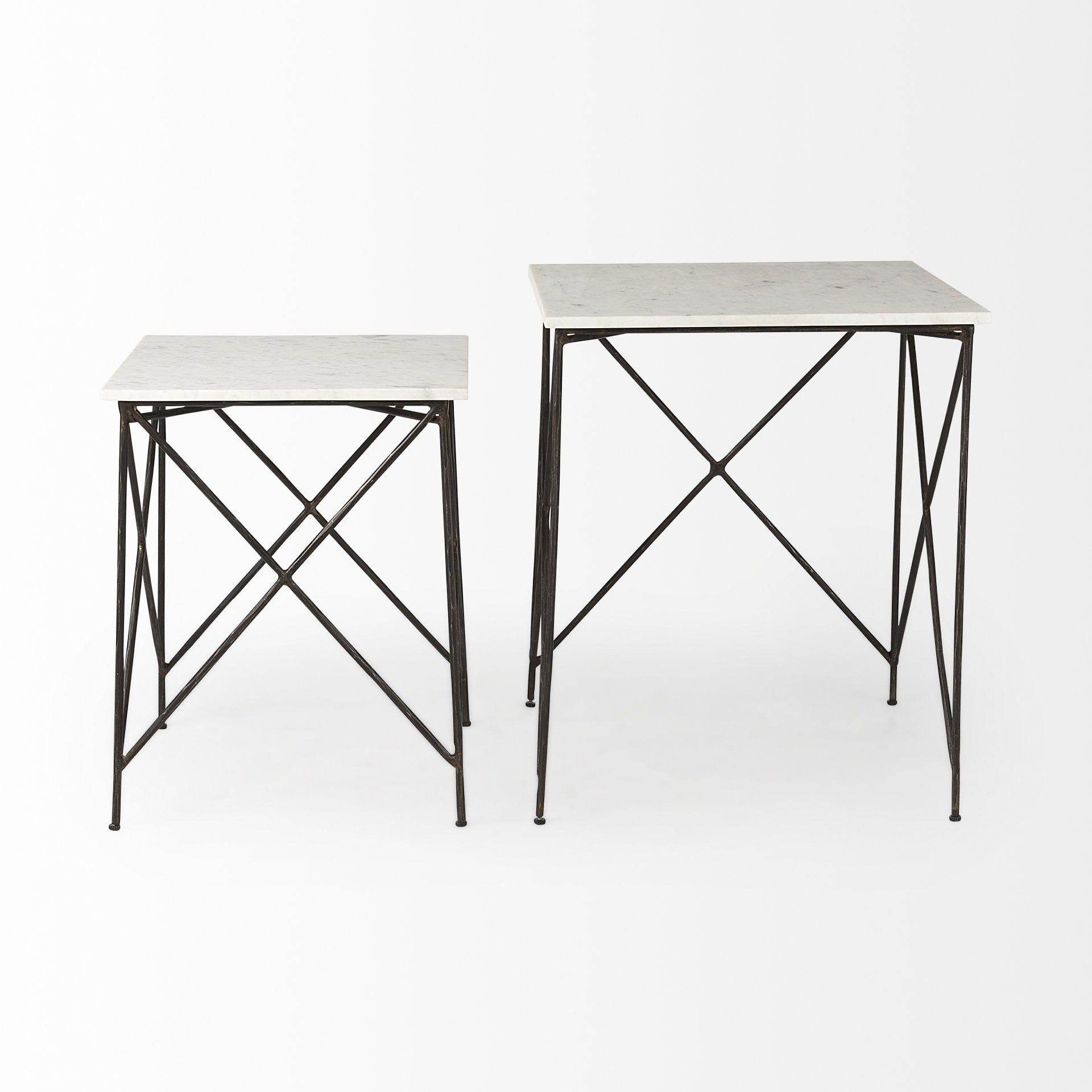 24" Bronze And White Marble Square End Table - Homeroots - Flyclothing LLC