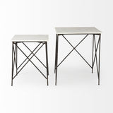 24" Bronze And White Marble Square End Table - Homeroots