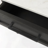 22" Black And White Marble Square End Table With Drawer And Shelf - Homeroots