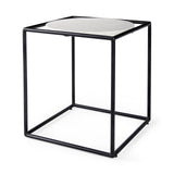 22" Black Marble Round End Table - Homeroots