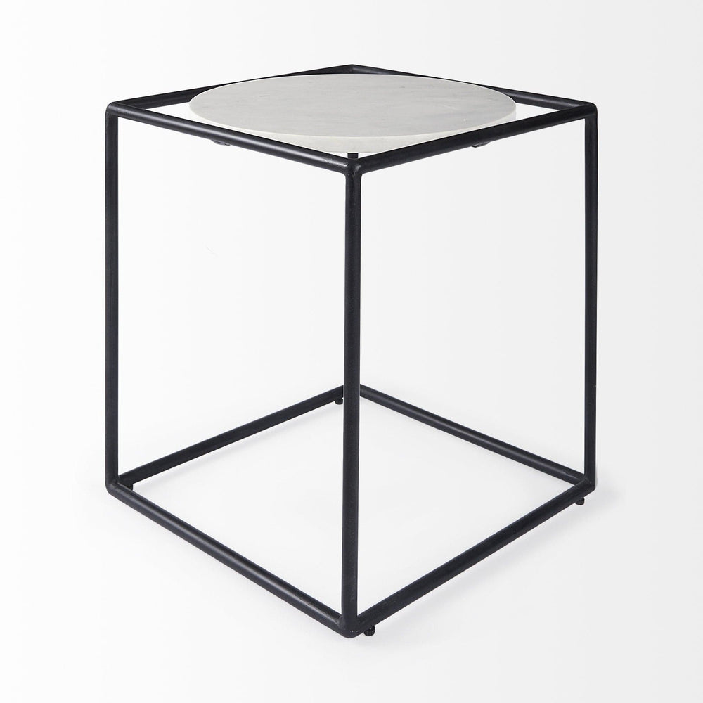 22" Black Marble Round End Table - Homeroots - Flyclothing LLC
