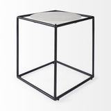 22" Black Marble Round End Table - Homeroots