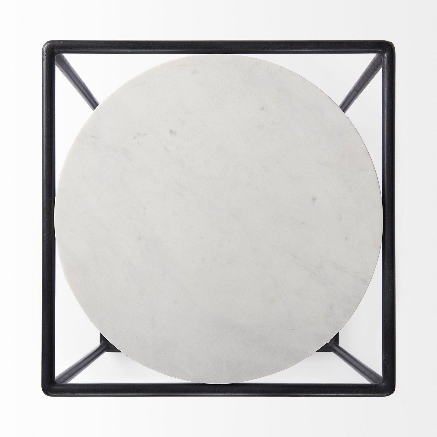 22" Black Marble Round End Table - Homeroots - Flyclothing LLC