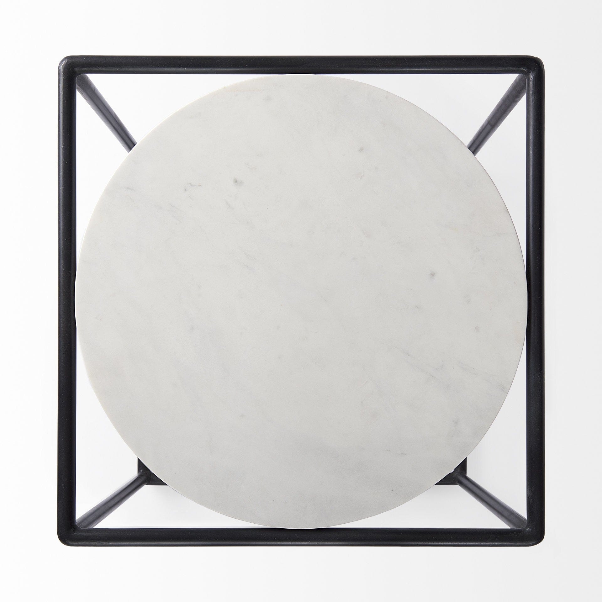 22" Black Marble Round End Table - Homeroots - Flyclothing LLC