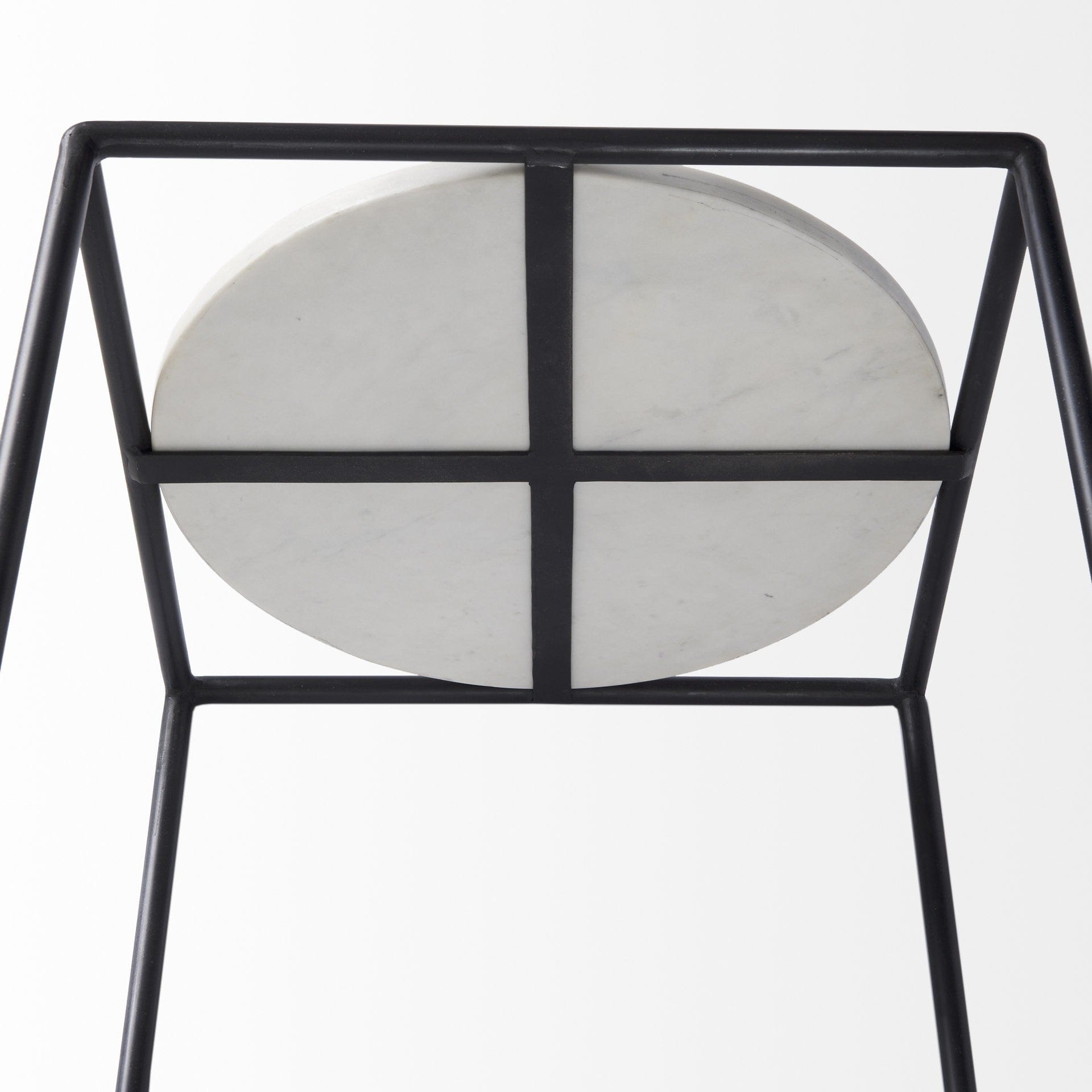 22" Black Marble Round End Table - Homeroots - Flyclothing LLC
