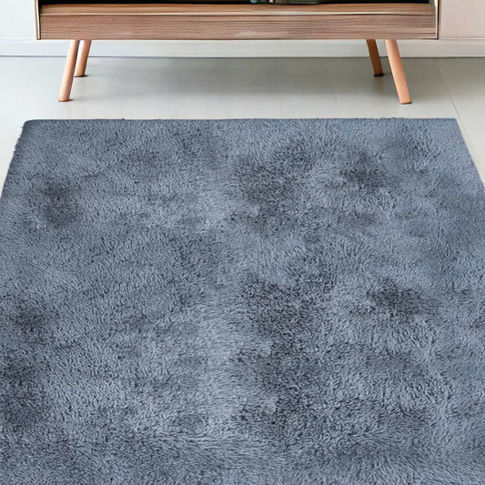 5' X 7' Gray Shag Non Skid Area Rug - Homeroots - Flyclothing LLC