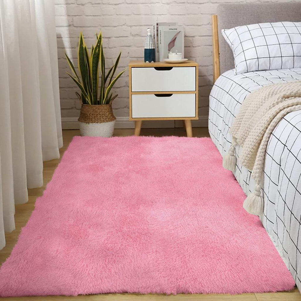 4' X 5' Pink Shag Power Loom Area Rug - Homeroots - Flyclothing LLC
