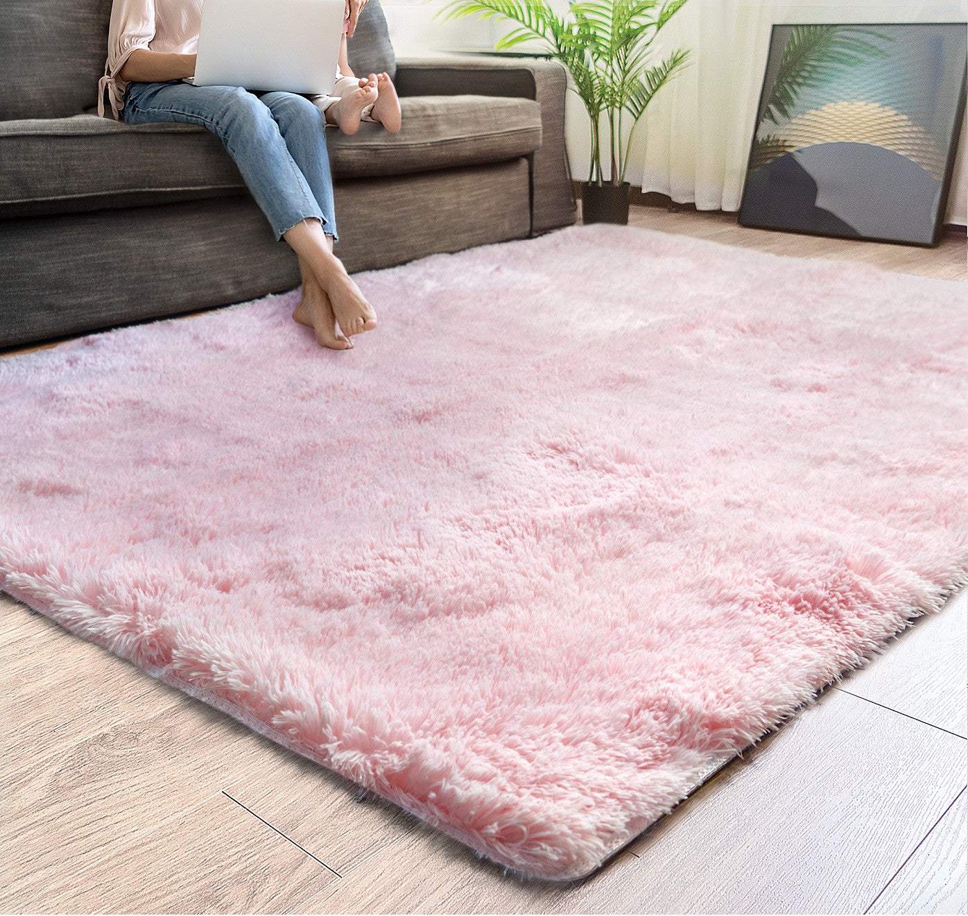 4' X 5' Pink Shag Power Loom Area Rug - Homeroots - Flyclothing LLC
