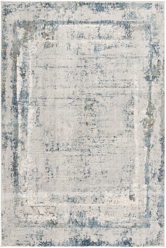 5' X 7' Blue and Ivory Abstract Area Rug