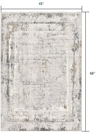4' X 6' Gray and Ivory Abstract Power Loom Area Rug