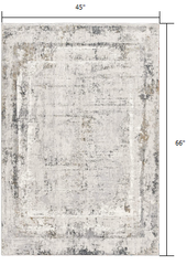 4' X 6' Gray and Ivory Abstract Power Loom Area Rug