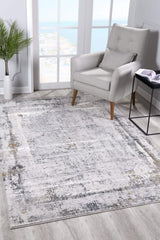 4' X 6' Gray and Ivory Abstract Power Loom Area Rug - Homeroots - Flyclothing LLC
