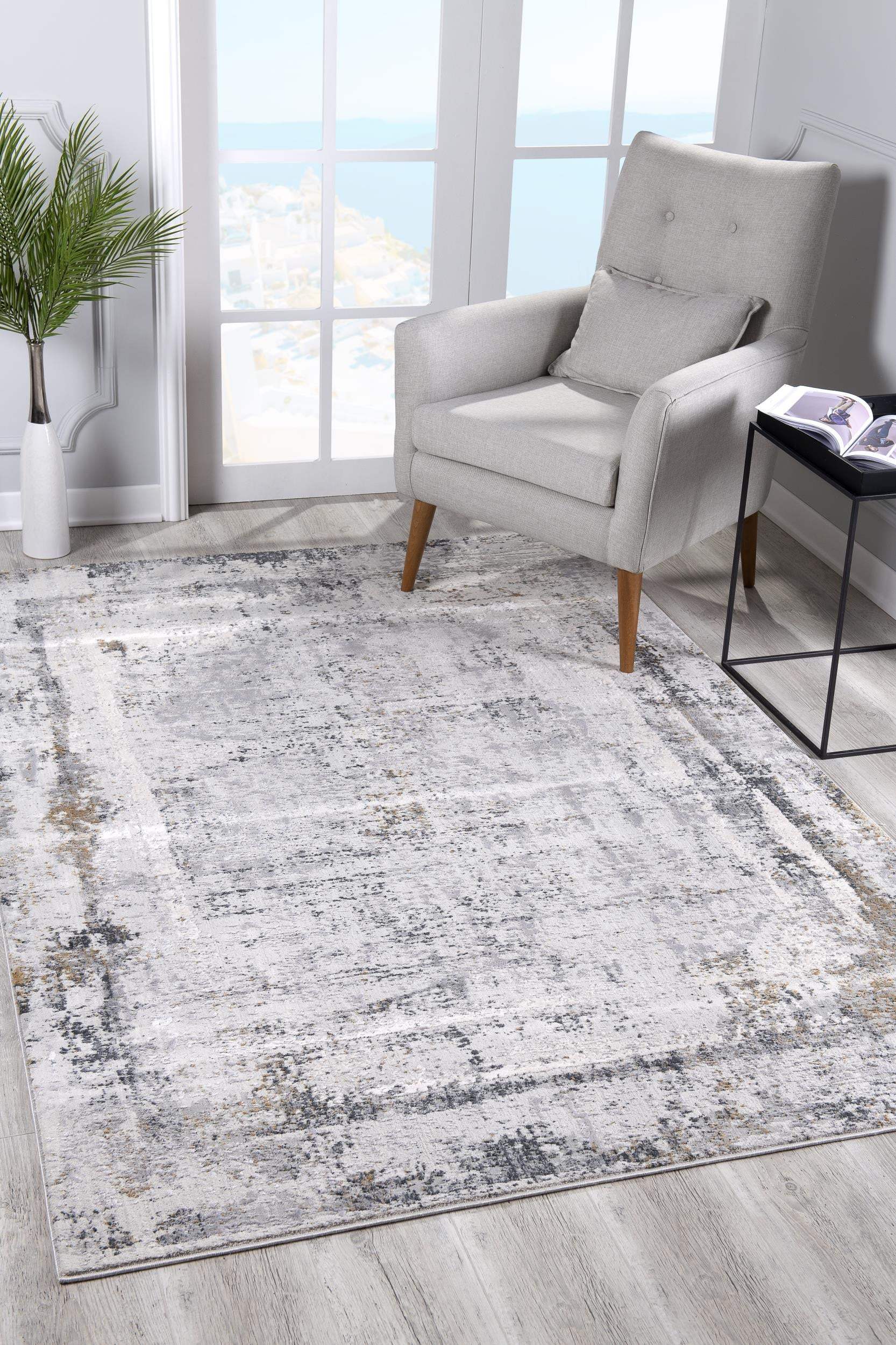 4' X 6' Gray and Ivory Abstract Power Loom Area Rug - Homeroots - Flyclothing LLC
