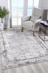 4' X 6' Gray and Ivory Abstract Power Loom Area Rug - Homeroots
