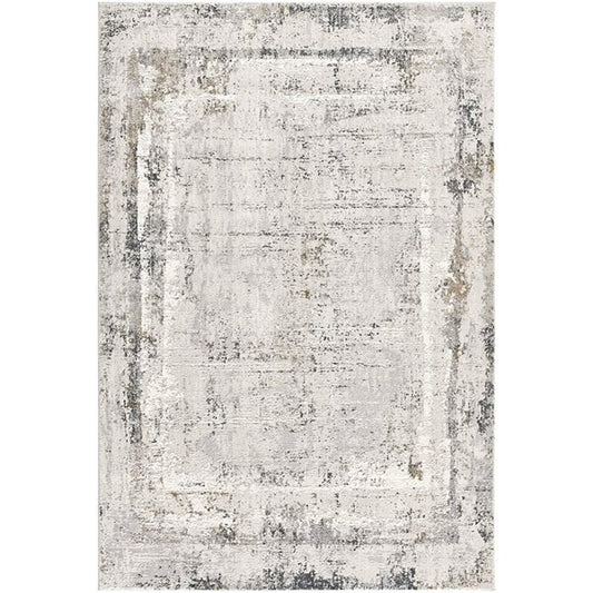 5' X 8' Gray and Ivory Abstract Power Loom Area Rug