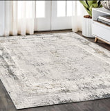 5' X 8' Gray and Ivory Abstract Power Loom Area Rug