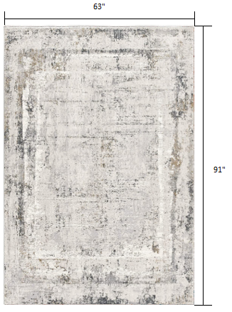 5' X 8' Gray and Ivory Abstract Power Loom Area Rug