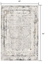 5' X 8' Gray and Ivory Abstract Power Loom Area Rug
